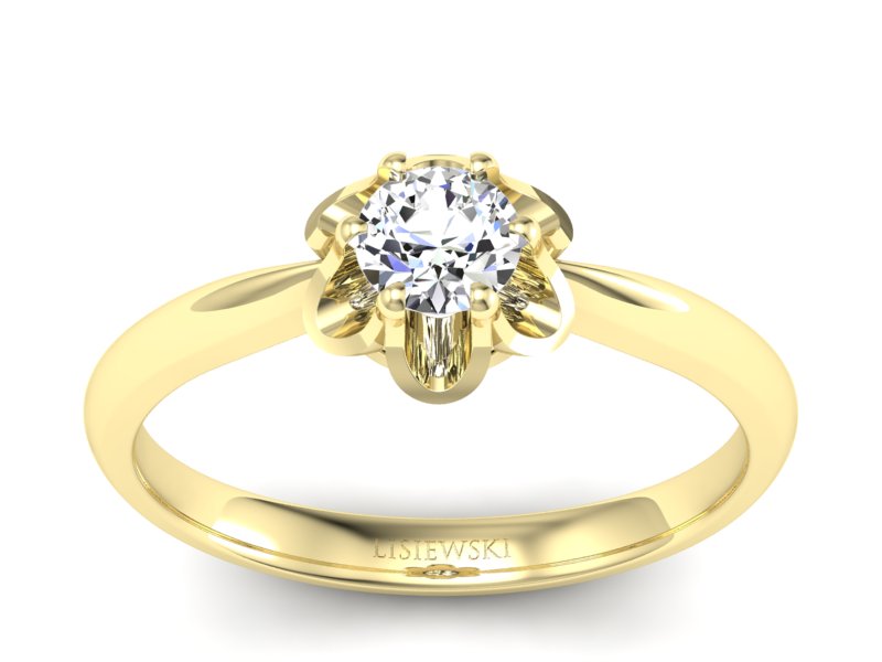 Złoty pierścionek z brylantem żółte złoto - P15115z