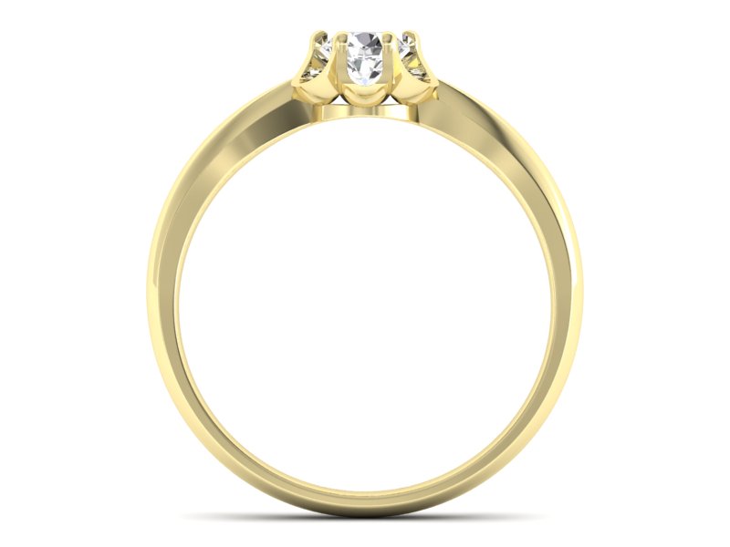 Złoty pierścionek z brylantem żółte złoto - P15115z — zdjęcie 2