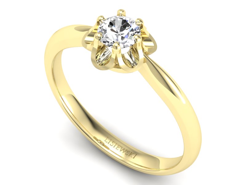 Złoty pierścionek z brylantem żółte złoto - P15115z — zdjęcie 3