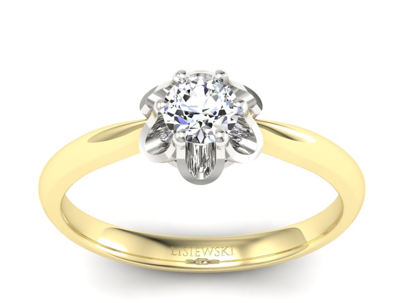 Złoty pierścionek zaręczynowy z brylantem - P15115zb