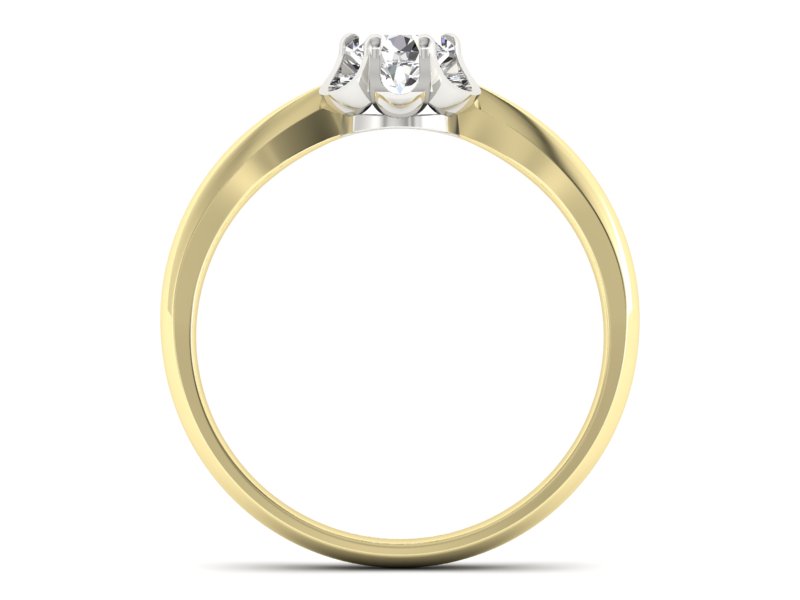 Złoty pierścionek zaręczynowy z brylantem - P15115zb — zdjęcie 2