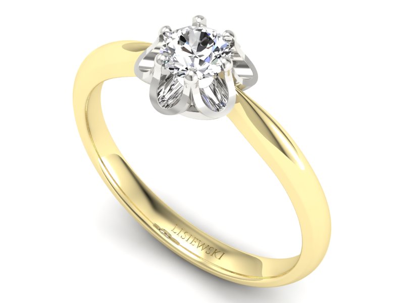 Złoty pierścionek zaręczynowy z brylantem - P15115zb — zdjęcie 3