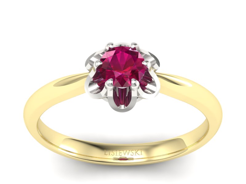 Pierścionek zaręczynowy z rubinem - P15115zbr