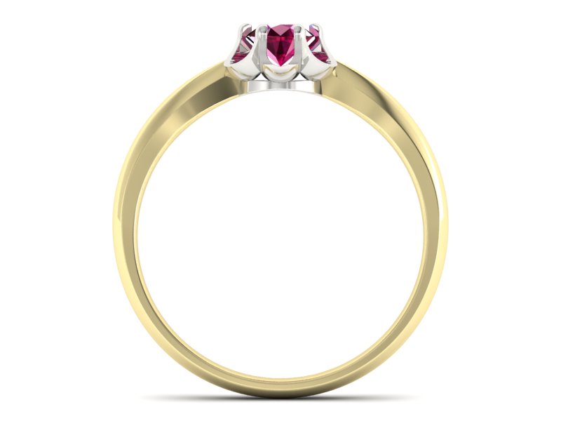 Pierścionek zaręczynowy z rubinem - P15115zbr — zdjęcie 2