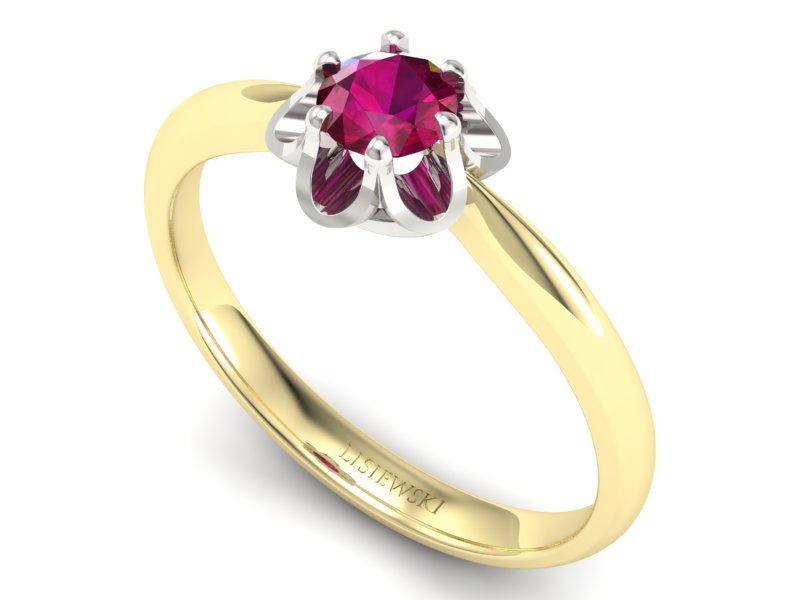 Pierścionek zaręczynowy z rubinem - P15115zbr — zdjęcie 3