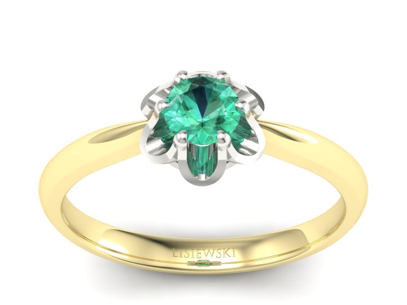 Pierścionek ze szmaragdem żółte białe złoto - P15115zbsm