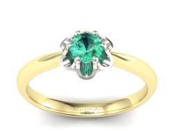 Pierścionek ze szmaragdem żółte białe złoto 585 - P15115zbsm