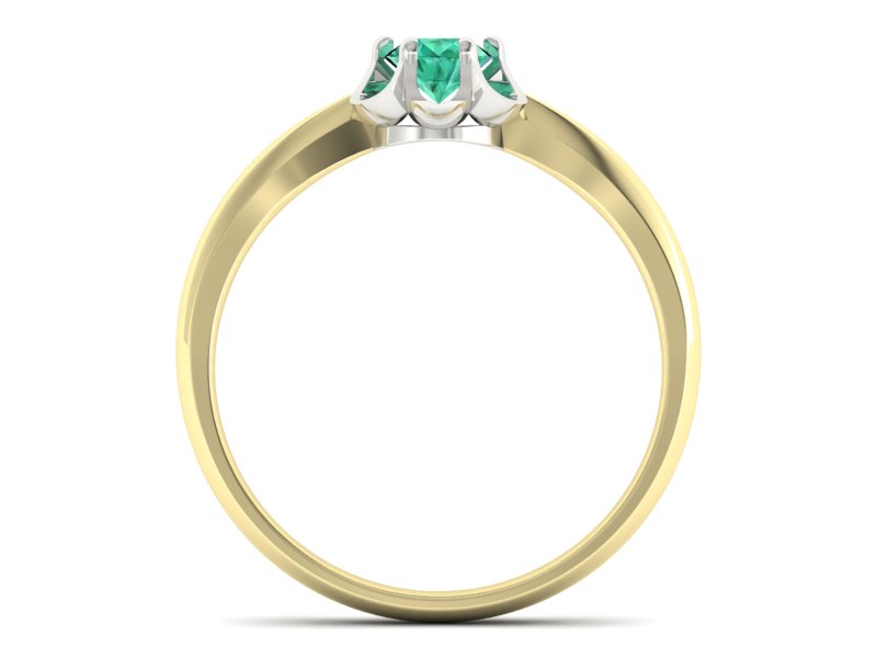 Pierścionek ze szmaragdem żółte białe złoto - P15115zbsm — zdjęcie 2