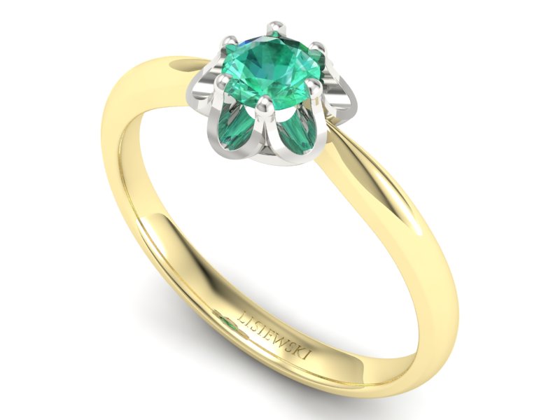 Pierścionek ze szmaragdem żółte białe złoto - P15115zbsm — zdjęcie 3