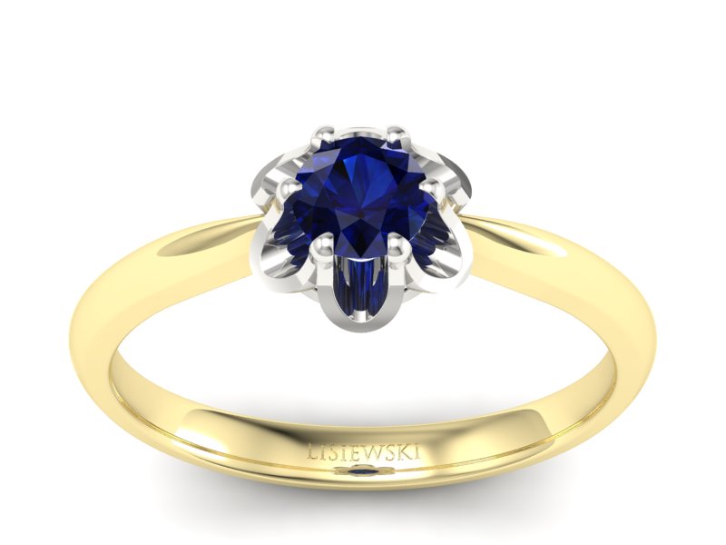 Pierścionek z szafirem żółte i białe złoto - P15115zbsz