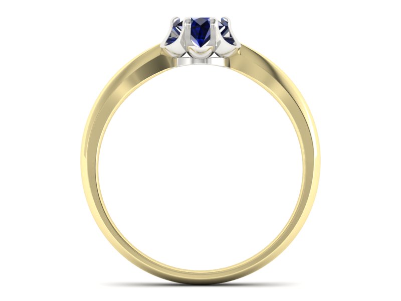 Pierścionek z szafirem żółte i białe złoto - P15115zbsz — zdjęcie 2