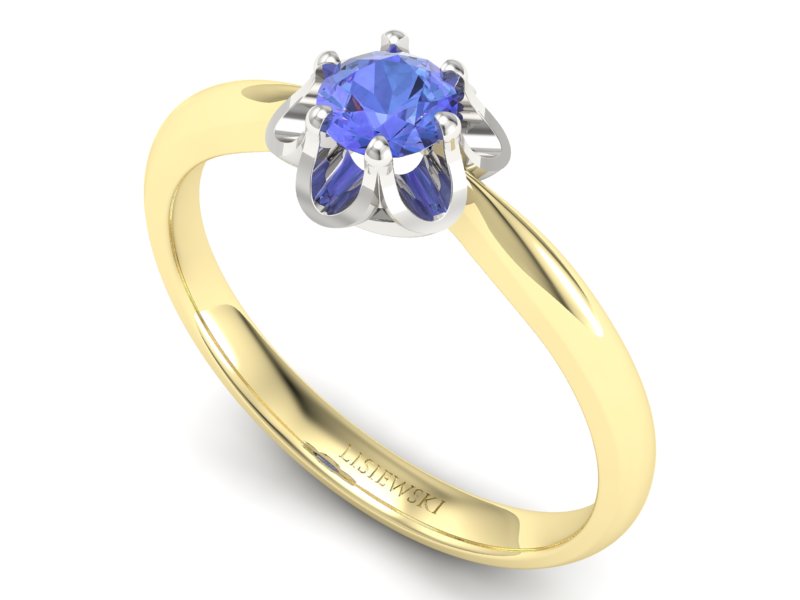 Pierścionek z tanzanitem żółte białe złoto - P15115zbt — zdjęcie 3