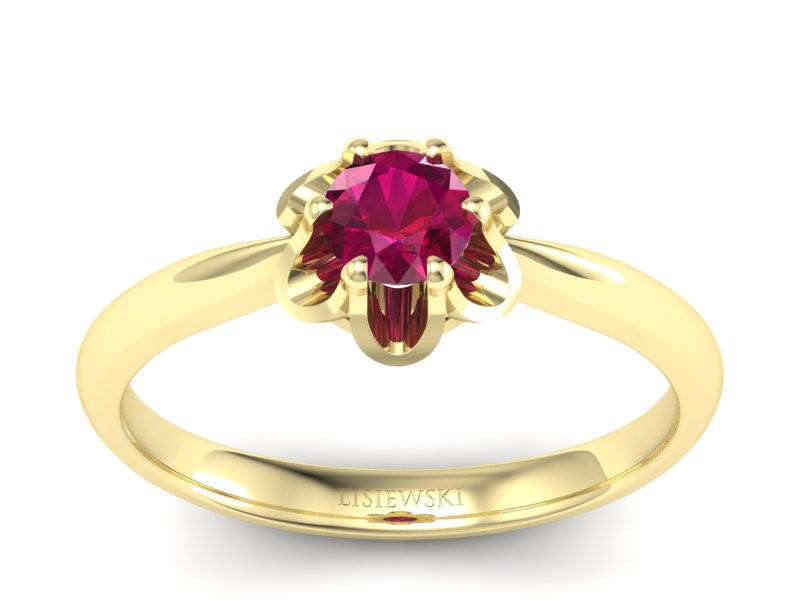 Złoty pierścionek z rubinem żółte złoto - P15115zr