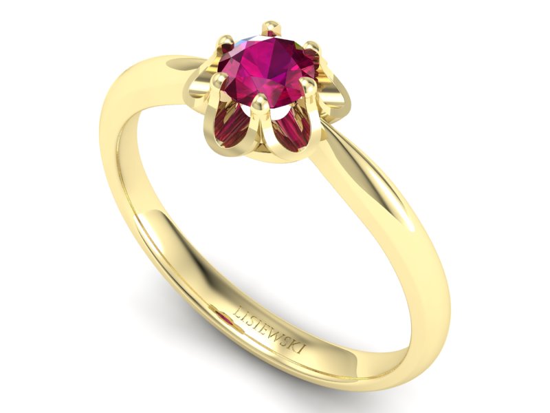 Złoty pierścionek z rubinem żółte złoto - P15115zr — zdjęcie 3
