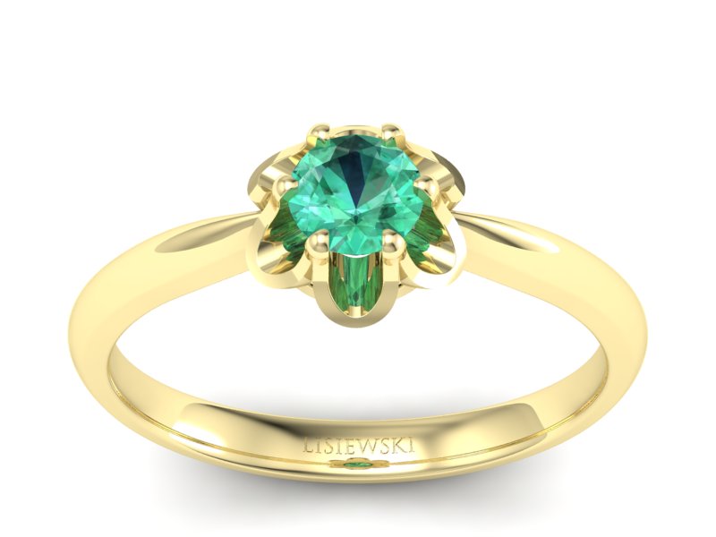 Złoty pierścionek ze szmaragdem żółte złoto - P15115zsm