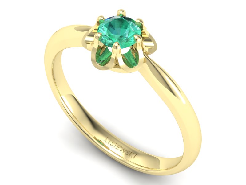 Złoty pierścionek ze szmaragdem żółte złoto - P15115zsm — zdjęcie 3