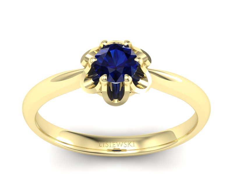 Złoty pierścionek z szafirem żółte złoto - P15115zsz