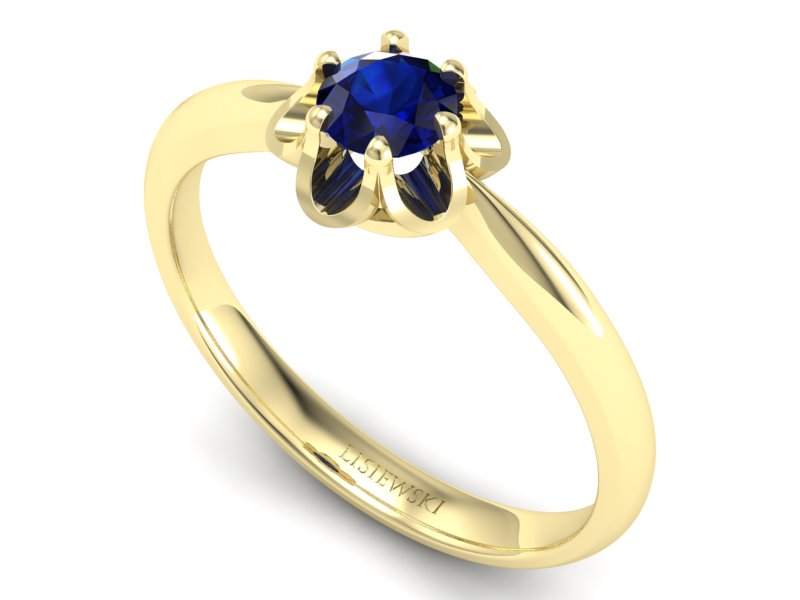 Złoty pierścionek z szafirem żółte złoto - P15115zsz — zdjęcie 3