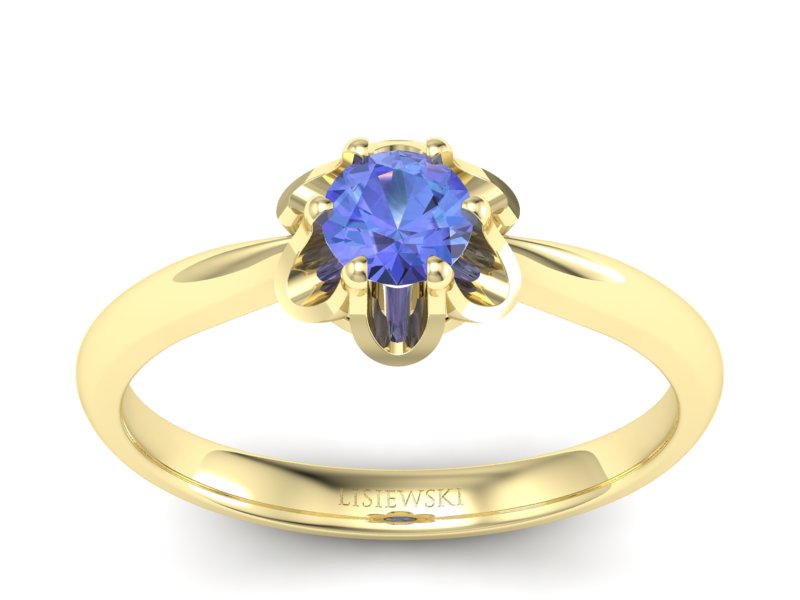 Złoty pierścionek z tanzanitem żółte złoto - P15115zt