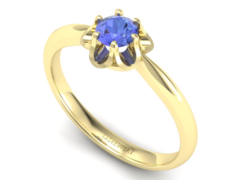 Złoty pierścionek z tanzanitem żółte złoto - P15115zt — zdjęcie 3