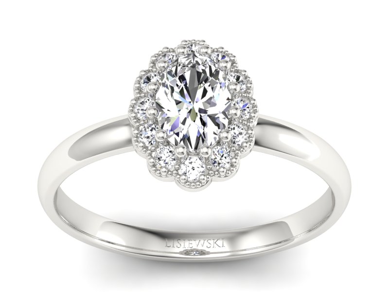 Złoty pierścionek z diamentami białe złoto - P15116b