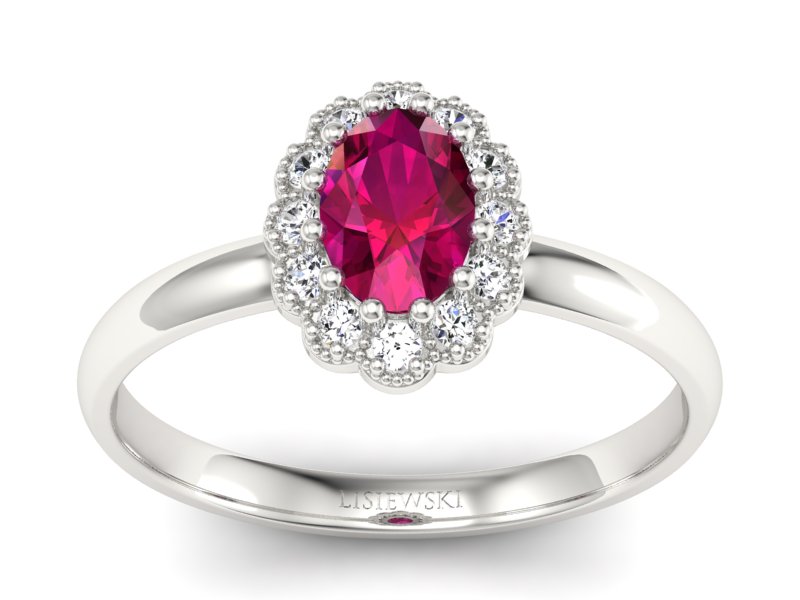 Pierścionek zaręczynowy z rubinem i brylantami - P15116br