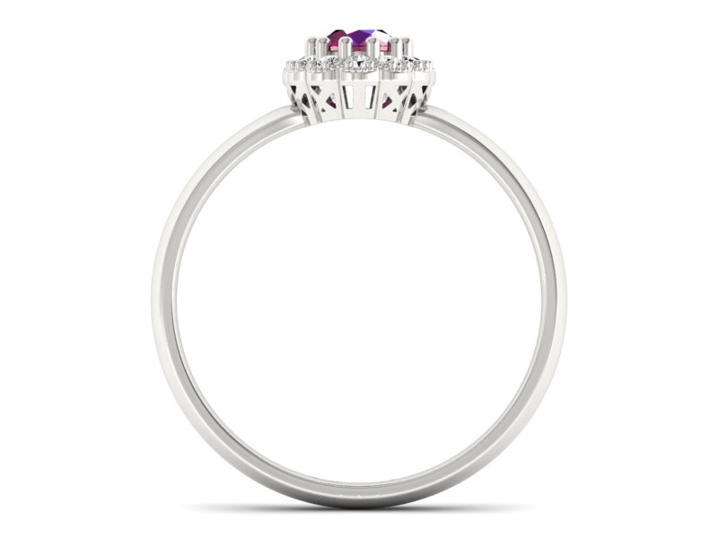 Pierścionek zaręczynowy z rubinem i brylantami - P15116br — zdjęcie 2