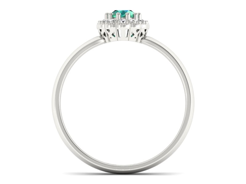 Złoty pierścionek ze szmaragdem i brylantami - P15116bsm — zdjęcie 2