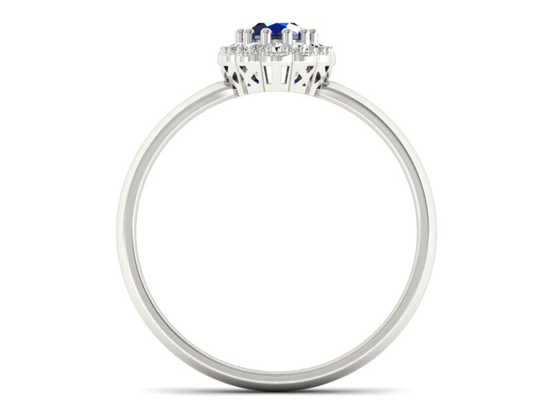 Pierścionek z szafirem i brylantami białe złoto - P15116bsz — zdjęcie 2