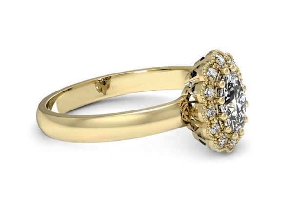 Złoty Pierścionek z diamentami żółte złoto 585 - P15116z