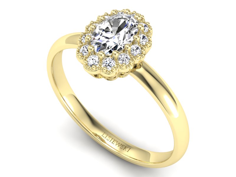 Złoty pierścionek z diamentami żółte złoto - P15116z — zdjęcie 3