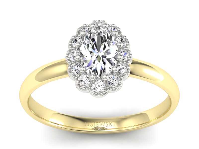 Pierścionek z diamentami żółte białe złoto - P15116zb