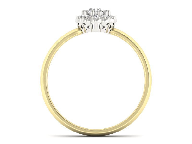 Pierścionek z diamentami żółte białe złoto - P15116zb — zdjęcie 2