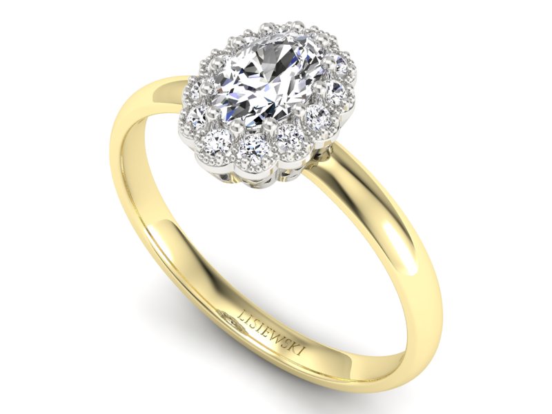 Pierścionek z diamentami żółte białe złoto - P15116zb — zdjęcie 3