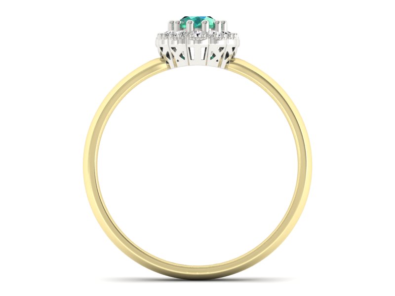 Złoty pierścionek ze szmaragdem i brylantami - P15116zbsm — zdjęcie 2