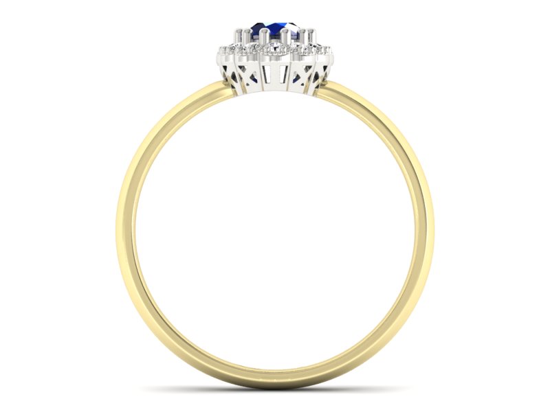 Pierścionek szafir i brylanty żółte złoto - P15116zbsz — zdjęcie 2