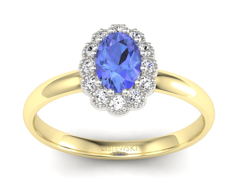 Pierścionek z tanzanitem i brylantami - P15116zbt