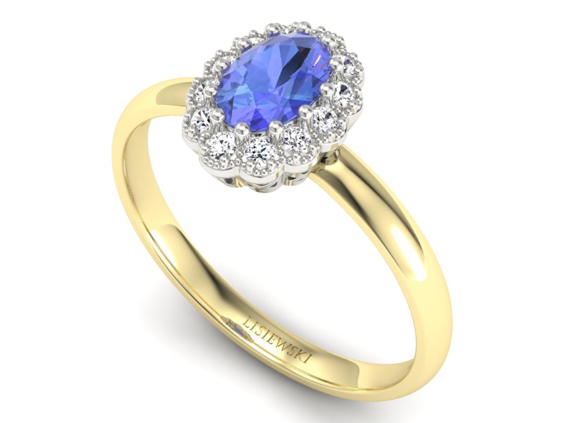 Pierścionek z tanzanitem i brylantami - P15116zbt — zdjęcie 3