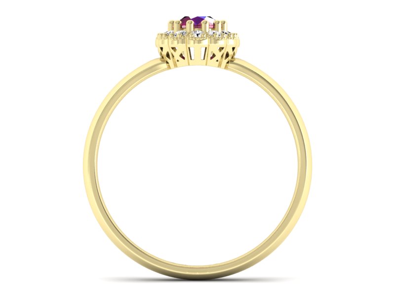 Pierścionek z rubinem i brylantami żółte złoto - P15116zr — zdjęcie 2