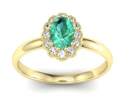 Złoty Pierścionek ze szmaragdem i diamentami - P15116zsm