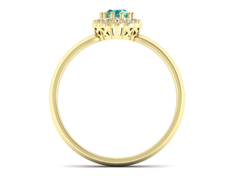 Złoty pierścionek ze szmaragdem i diamentami - P15116zsm — zdjęcie 2