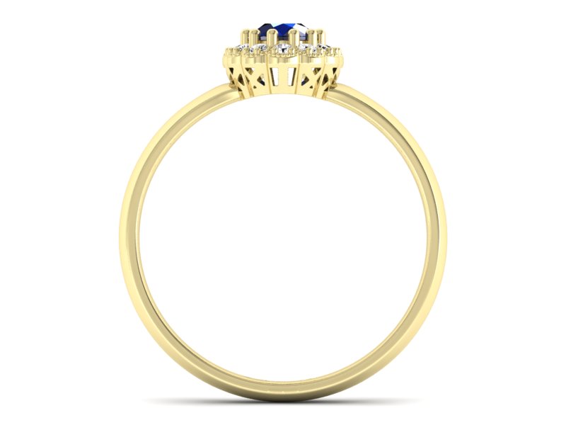 Pierścionek z szafirem i brylantami żółte złoto - P15116zsz — zdjęcie 2