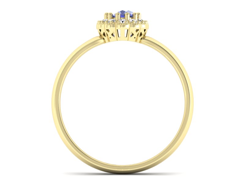 Pierścionek z tanzanitem i brylantami żółte złoto - P15116zt — zdjęcie 2
