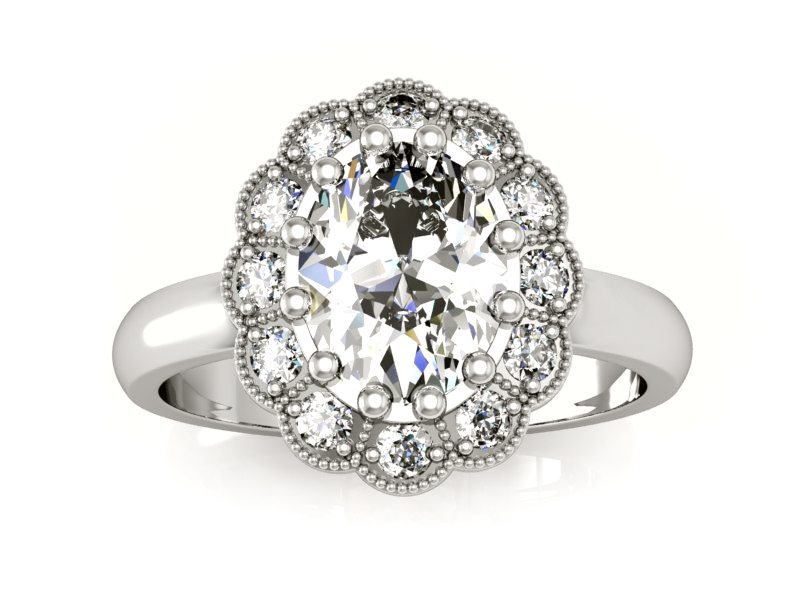 Pierścionek zaręczynowy z diamentami - P15117B — zdjęcie 3