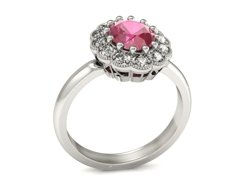 Pierścionek z rubinem i brylantami białe złoto - p15117br — zdjęcie 3