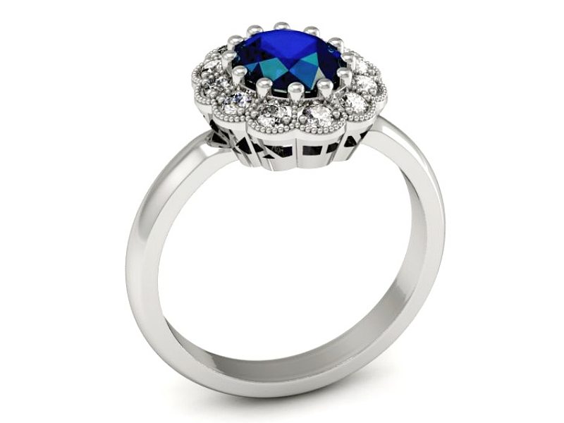 Pierścionek z szafirem i brylantami - p15117bsz — zdjęcie 3