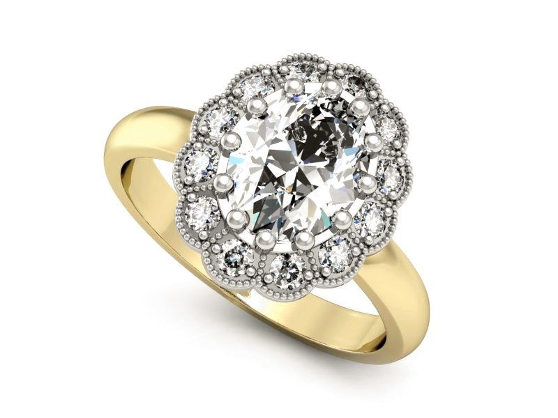 Pierścionek zaręczynowy z diamentami złoto 585 - P15117BZ - 3