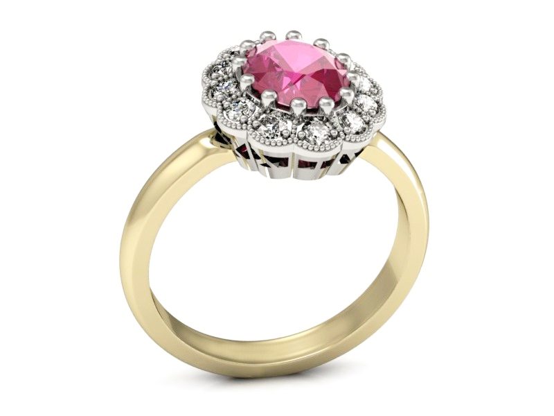 Pierścionek z rubinem i diamentami - p15117zbr — zdjęcie 3