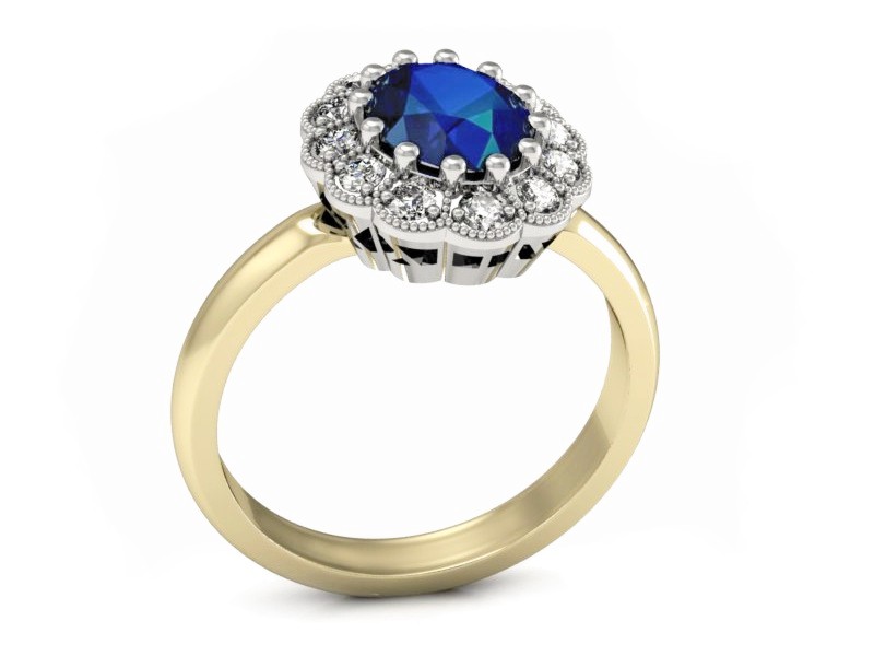 Pierścionek z szafirem i brylantami - p15117zbsz — zdjęcie 3