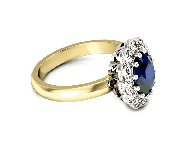 Pierścionek z szafirem i brylantami - p15117zbsz — zdjęcie 2